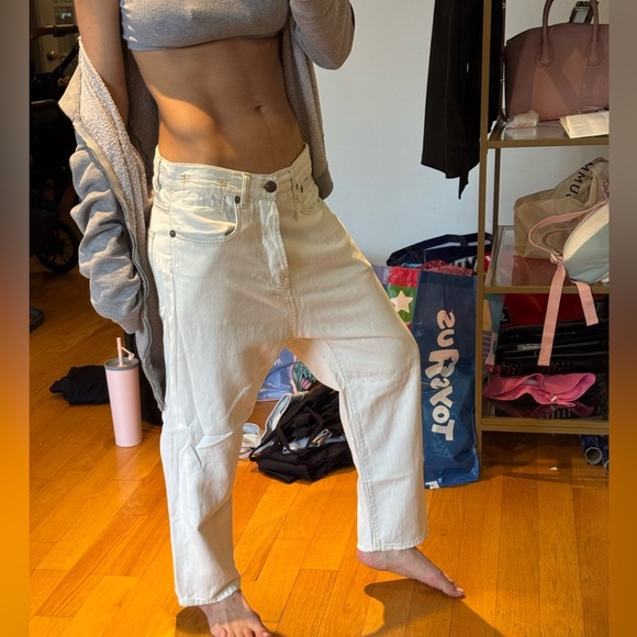 R13 drop crotch boyfriend jeans in ecru - Picture 8 of 9